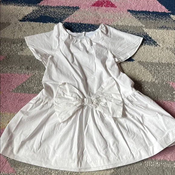 ZARA Poplin White Bow Dress